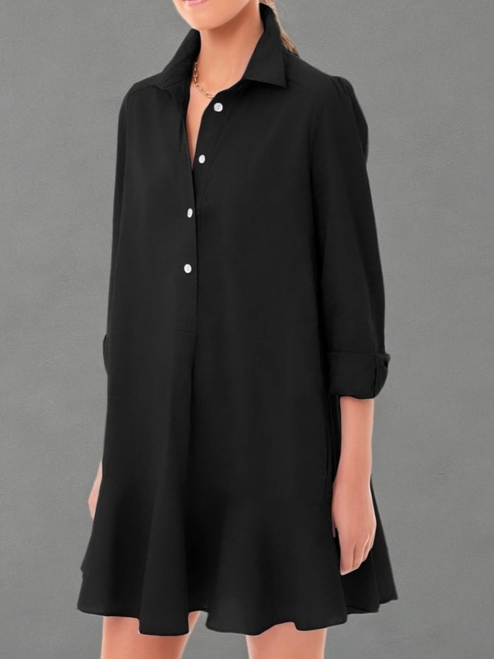 Tuckernuck Black Button-Front Shirt Dress - Women